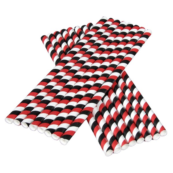 Havercamp 12 Count Red, Black and White Drinking Straws Team Colors Party Collection