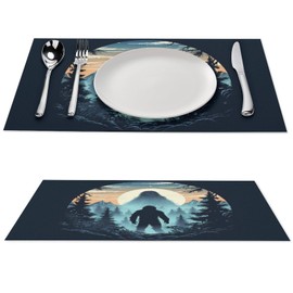 Sasquatch Bigfoot Placemats Washable PVC Table Mats Table Placemat for Party Kitchen Dining Table Decoration 1 PCS