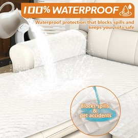 Arfntevss Waterproof L Shape Sectional Couch Covers for Sectional Washable Velvet Sofa Cover for Dogs Pets L Shaped Couch Cushion Protector Non Slip U Shaped Sofa Slipcover Set (Cream White, Large)