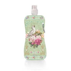 Aqua-licious, Vintage Flora Foldable Water Bottle, 450 ml, BPA-Free, Ideal for Travel, Sports, Hiking, Travel, Festival