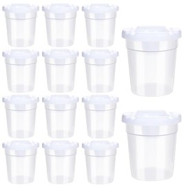 Paquete de 24 vasos de pintura sin derrames para niños, pequeños recipientes de pintura de plástico con tapas, taza de agua a prueba de derrames para pintura, escuela, aula, suministros de