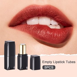 CAIYA 5 Stück Leere Lippenstifthülsen, 1.5g Lippenstift Tube Leere DIY Kosmetische Lippenbalsam Behälter, Nachfüllbar Selbstgemachte Lippenstiftbehälter Tuben für Frauen Mädchen Make-up