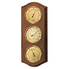 Fischer Weather Station Black 285x125mm Wood Walnut Coloured 330x130mm