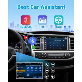 Car Radio 2 DIN with Carplay Android Car Radio 7 Inch Touch Display Screen Bluetooth Double DIN Car Radio FM USB AUX SWC Reversing Camera