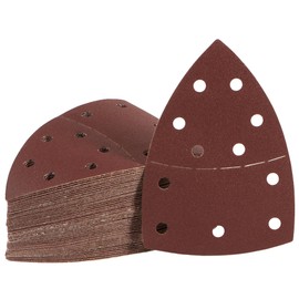 Shawya 50 PCS Mouse Sander Sandpaper for Mouse Sander 11 Hole Detail Sandpaper Sanding Paper 180 Grit Hook and Loop Sander Pads Triangular Sanding Sheets Abrasive Sanding Paper
