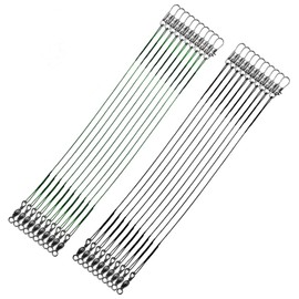 FREGITO Stainless Steel Fishing Leaders, Fishing Leader Line with Swivels and Clips for Saltwater and Freshwater, 31LB Per Piece, 6", 7", 9", 10", 12"