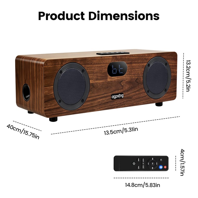 ottosing Sound bar for Smart TV with Subwoofer, Wooden Wireless