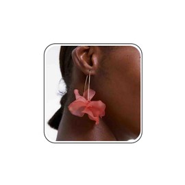 Allereya Boho Flower Petal Dangle Earrings Acrylic Flower Earrings Pink Floral Drop Earrings Bridal Floral Earrings Floral Petal Earrings Jewellery for Women, Zinc, No Gemstone