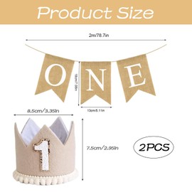 YREYBN 2 Pcs 1st Birthday Banner, 1st Birthday Hat, First Birthday Decorations Boy, Concise Cute Birthday Hat, Suitable for Boys And Girls On Their First Birthday Celebration Gift