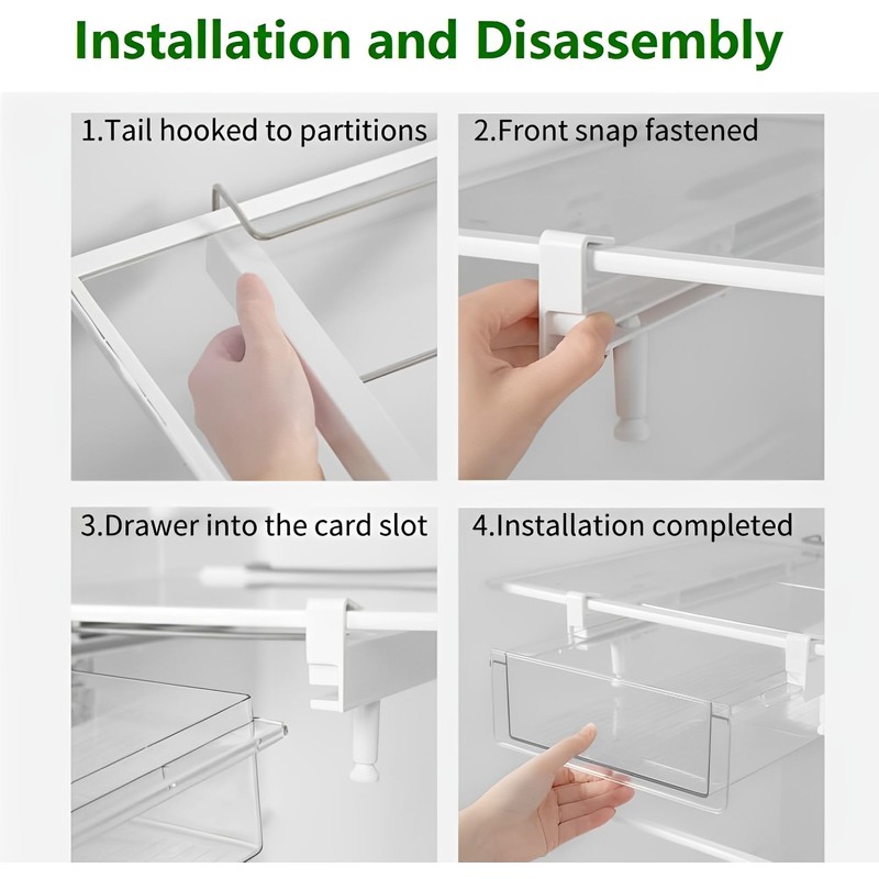 vacane Upgraded Refrigerator Drawers Organizer - Pull Out Fridge Bins