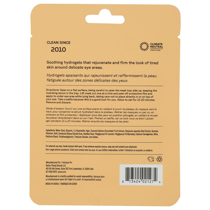 Acure Radically Rejuvenating Under Eye Hydrogel Mask, Provides Anti-Aging Support,