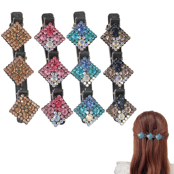 GJKLO 4 Pieces Flower Hair Clips Double Layer Braid Clip