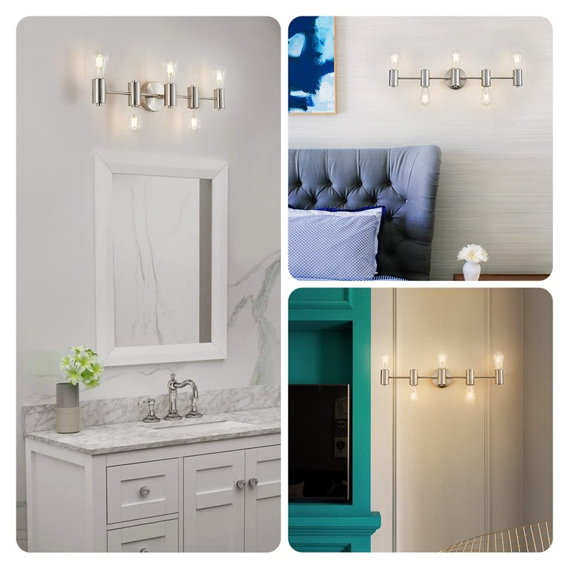 WUZUPS 5-Light Bathroom Light Fixture Morden Vanity Wall Scones Light