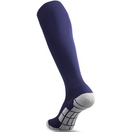 CWVLC Soccer Socks Mens Womens Rugby Sport Softball Team Athletic Knee High Long Tube Cotton Compression Socks Navy Blue Large (10-13 Women/8-12 Men)