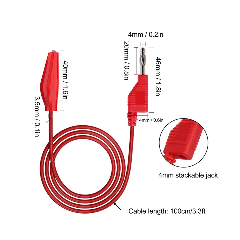 4mm Banana to Crocodile Clip Test Lead Stackable Soft Flexible