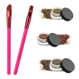 Eyebrow Brushes, Angled Eyebrow Makeup Brushes with 3 Colours of Eyebrow Creams, Multifunctional Ultra Soft Fibers, Perfect for Lining and Shaping Brows - 2 Pack
