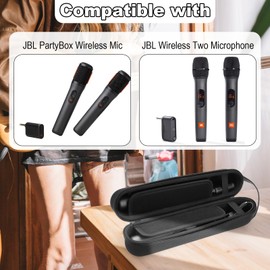 TXEsign Microphone Case Compatible with JBL PartyBox Wireless Two Microphone System, Handheld Wireless Mic Travel Bag Dual EVA Protective Case for Singing Karaoke