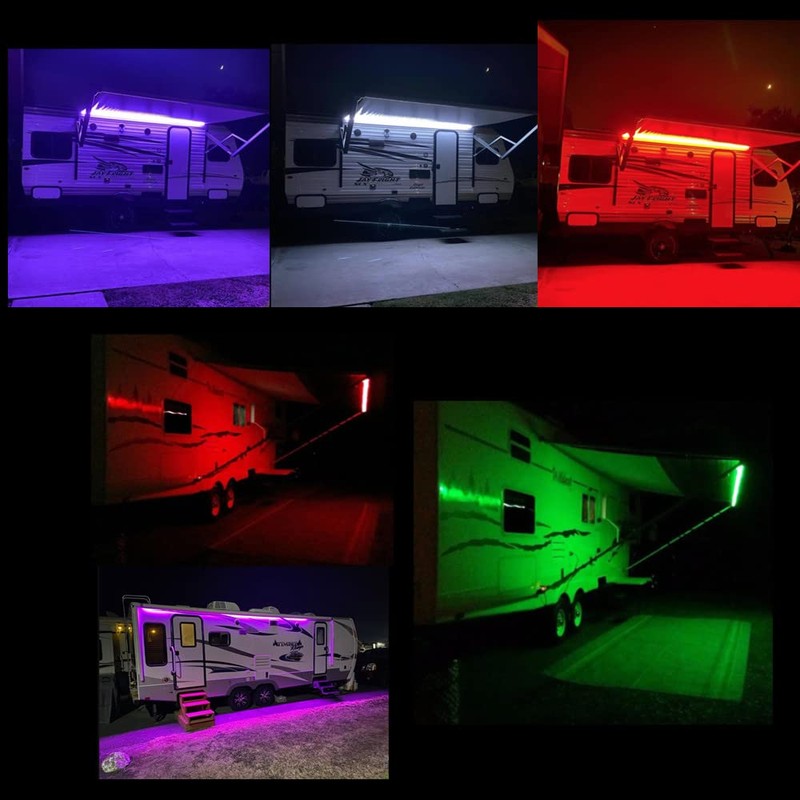 Vbakor RV Awning Lights Kit, 20FT RGB Dimmable Waterproof 12V