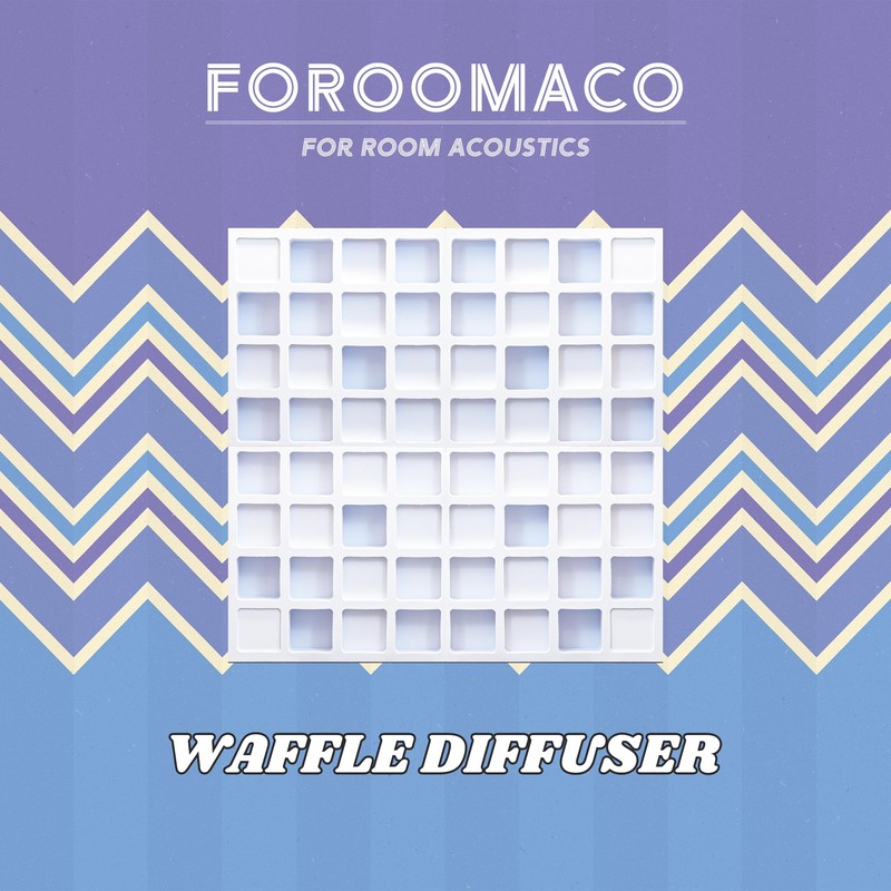 Foroomaco 4pcs EVA Acoustic Diffusers 12"x12"x2" (Total 24"x24"x2"), Waffle Style