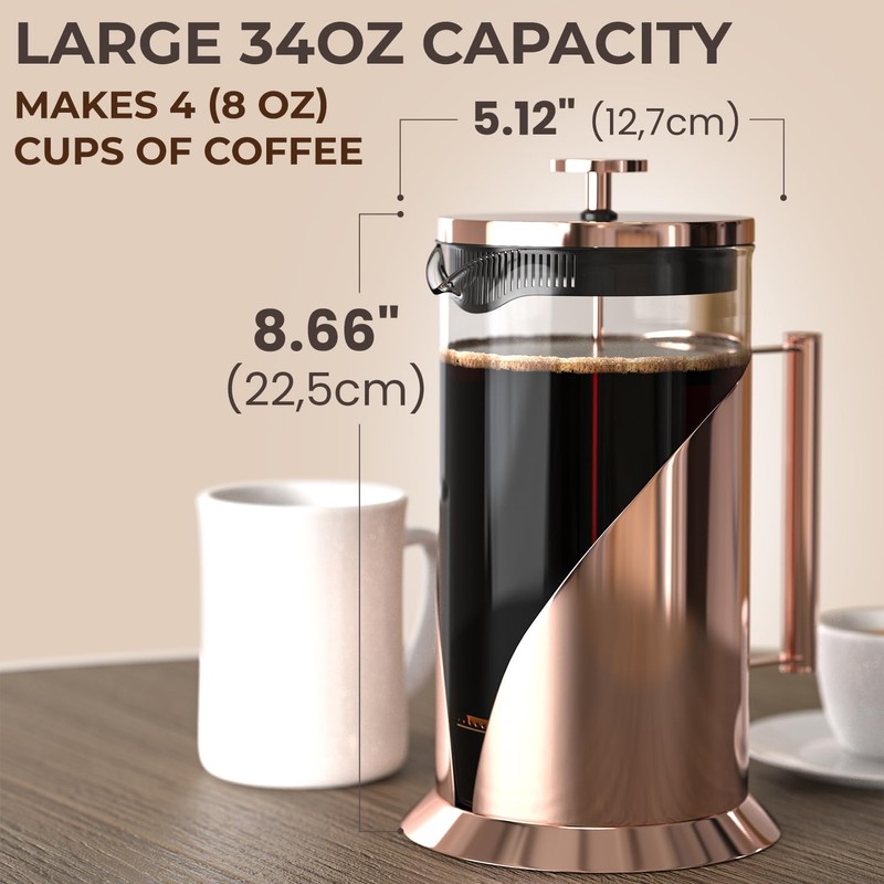 Cafe Du Chateau Stainless Steel French Press Coffee Maker 34