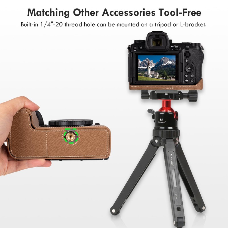 VOVMOEYA Protective Camera Case for Nikon Z6III Mirrorless Camera, Brown