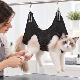 Pet Grooming Hammock for Nail Trimming – Adjustable Polyester Restraint Sling for Cats & Small to Medium Dogs