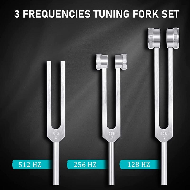 LimCryspp Set of 3 Tuning Forks, (128Hz, 256Hz, 512Hz) Tuning