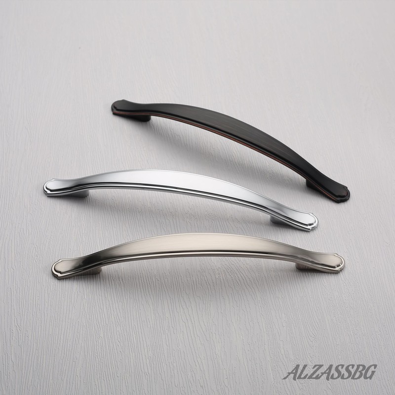 Alzassbg 10 Pack Brushed Satin Nickel Cabinet Pulls, 5 Inch(128mm)