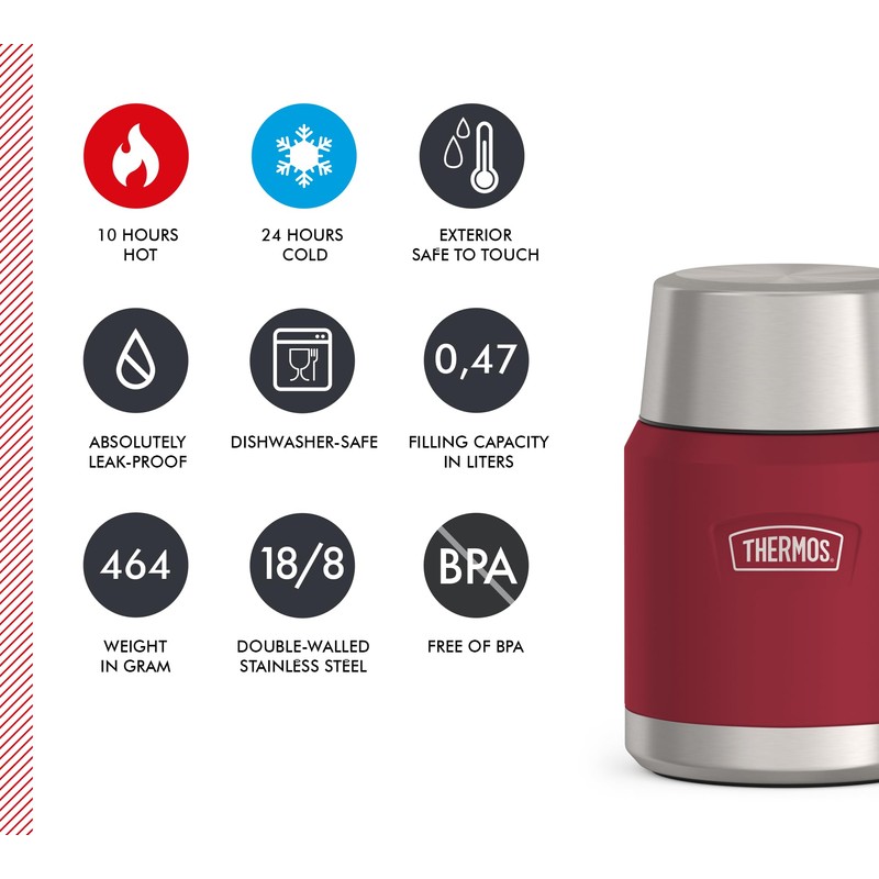Thermos ICON Food Jar 0.47 L, Red/Wild Berry Matt, Food