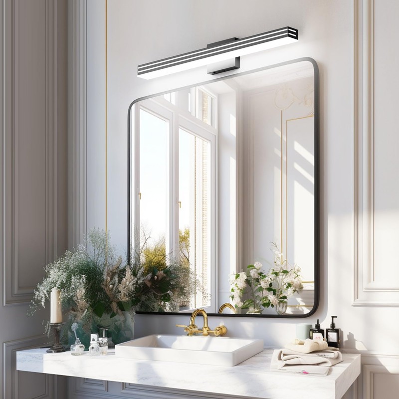 Ralbay Modern Black Bathroom Light Fixtures 5 Color Temperature Dimmable