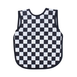 BapronBaby Black Checkerboard Bapron - No Neck Tie Safer Bib for Baby & Toddler - Soft Waterproof Stain Resistant - Machine Washable - Sz Baby/Toddler 6m-3T