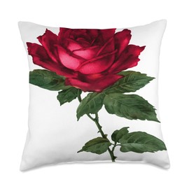Gifts24Seven - Vintage Sleek Landscaping Plants Old Classic Red Roses Floral Fans Flowery Garden Throw Pillow, 18x18, Multicolor