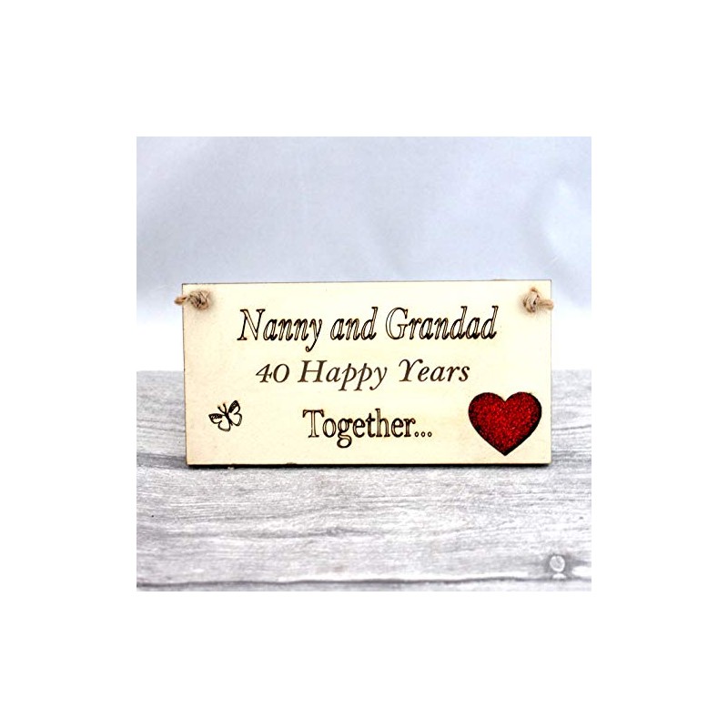 Nanny and Grandad Grandparents Anniversary Gift Plaque Gift 40 Years