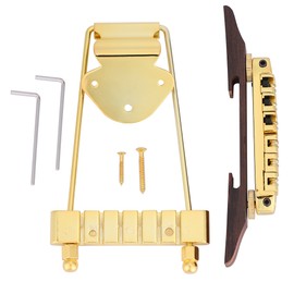 Bridge Tailpiece Rosewood Base Bridge Screw Wrenches for 6 String Jazz Guitar (Gold)