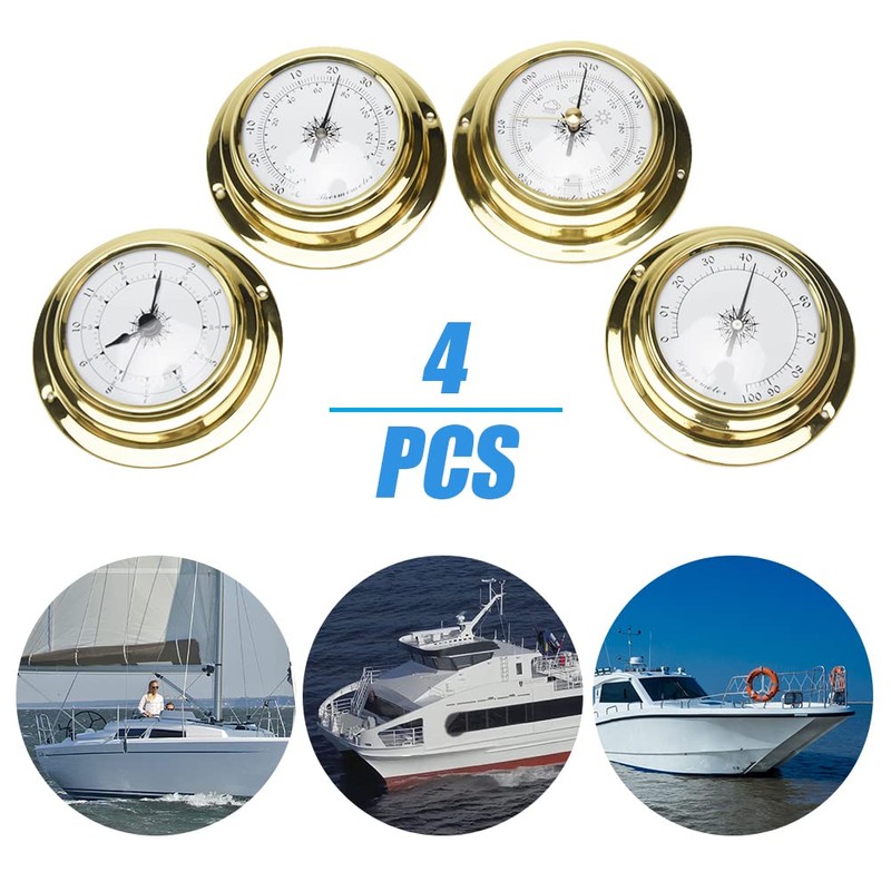 4-Pack Mini Hygrometer Thermometer, Weather Station Set, Portable Marine Wall