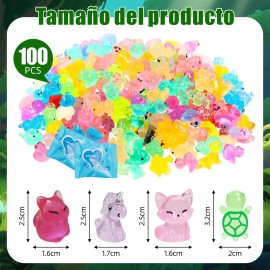 100 Mini Animales Figuras De Resina Brillan En La Oscuridad