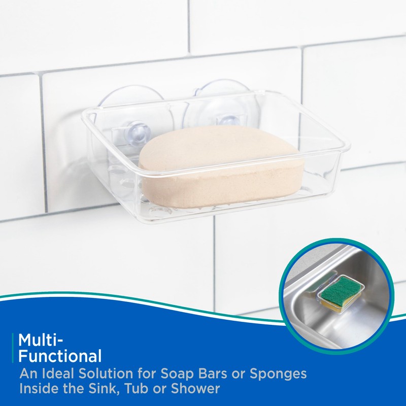 Kenney Plastic Shower Soap Bar Holder, Clear