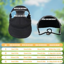 Dog Baseball Cap,1PC Pet Summer Beach Peaked Cap Dog Hat with Ear Holes, Adjustable Cat Visor Sunbonnet Hat for Small Medium Large Dogs (Solid Black, Small)