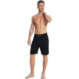 NACHILA Men's 2 Pack Pajama Shorts Sleep Shorts Soft Pajama Bottoms Comfy Lounge Short,Viscose Made from Bamboo Black/Dark Blue XL