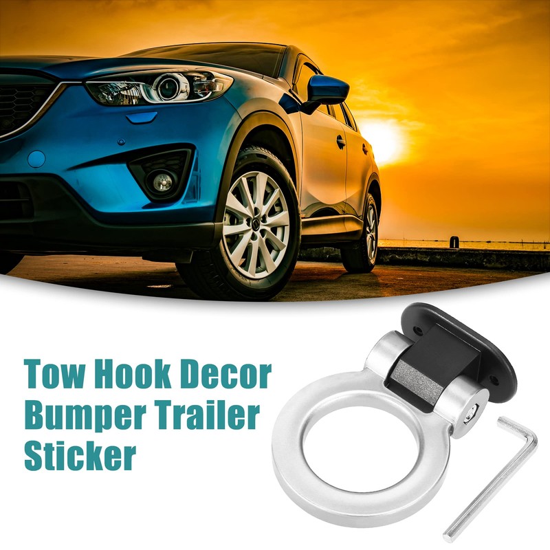ACROPIX Universal Silver Tone Tow Hook Decor Bumper Trailer Sticker