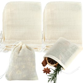 Pack of 40 Spice Bags for Cooking, 8 x 10 cm Spice Bags for Cooking with Drawstring, Reusable Cotton Bags, Tea Bags for Self-Filling for Tea, Coffee, Filter, Spices