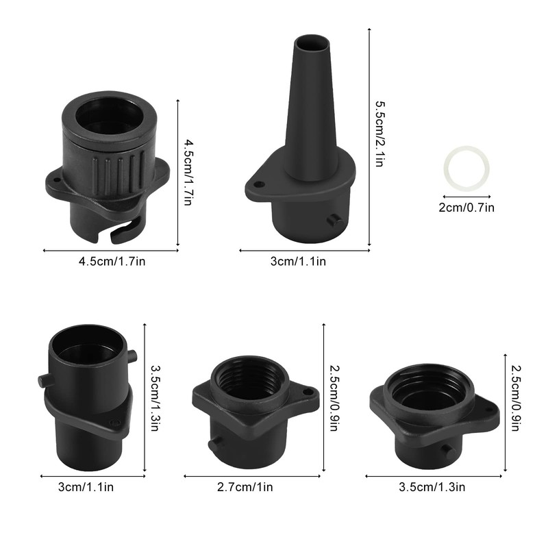 EKKONG Aufblasbarer Adapter, Pumpenadapter, Ventiladapter mit 4 Stück Luftdüse, Luftventil