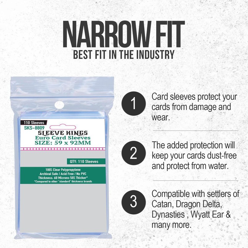 Sleeve Kings Euro Card Sleeves (59 x 92mm) 110 pzs