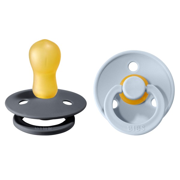 BIBS Colour Soother 2-Pack, BPA Free Dummy Pacifier, Round Nipple.