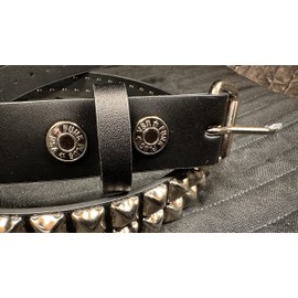Two Row Pyramid Stud Belt Made In USA Genuine Leather Punk Goth Thrash Metal (M-34)