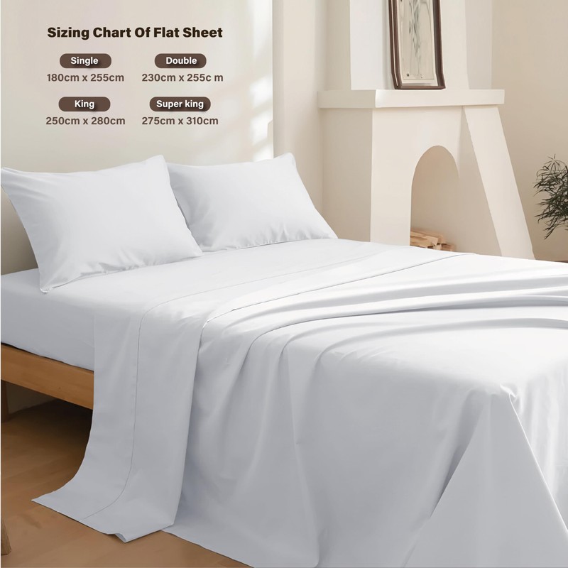 Rehan & Co Single Flat Sheet White 100% Egyptian Cotton