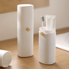 White Ventilated Toothbrush Holders with Twist Lock, Leakproof Travel Toothbrush and Toothpaste Case Breathable Large Travel Toothbrush Cup Toothpaste Container for Business Camping School