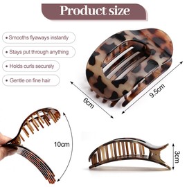 6 Stück Haarklammern Damen - Flache Haarspangen French Clip, Rutschfeste Seitliche Haarklammern für Dickes & Dünnes Haar, Starker Halt für Alltag, Sport, Autofahren als Haarschmuck (Glossy Leopard)