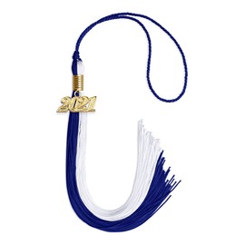 Endea Graduation Double Color Tassel with Gold Date Drop (Royal Blue/White, 2021)