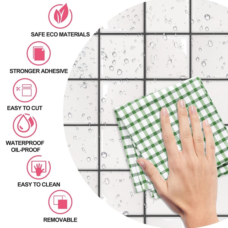 MORCART Peel and Stick Tiles, Versatile, White Large Grid Pattern,